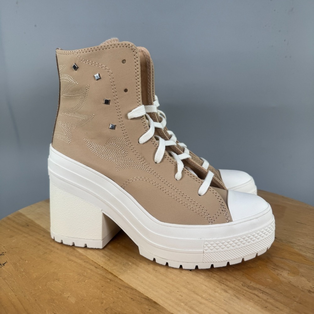 Converse Chuck 70 De Luxe Womens Size 7.5‎ Shoes Platform Heel Boots Tan Leather